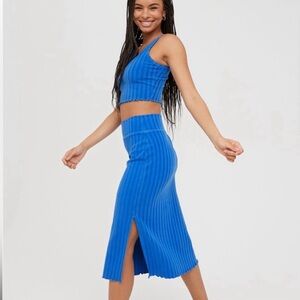 OFFLINE by aerie blue ribbed stretch pencil skirt